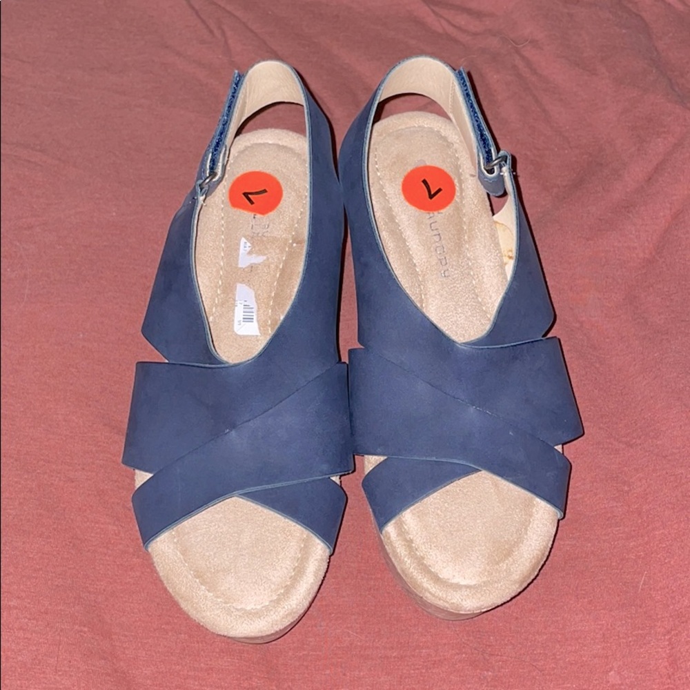 Chinese Laundry Navy Cork Wedge